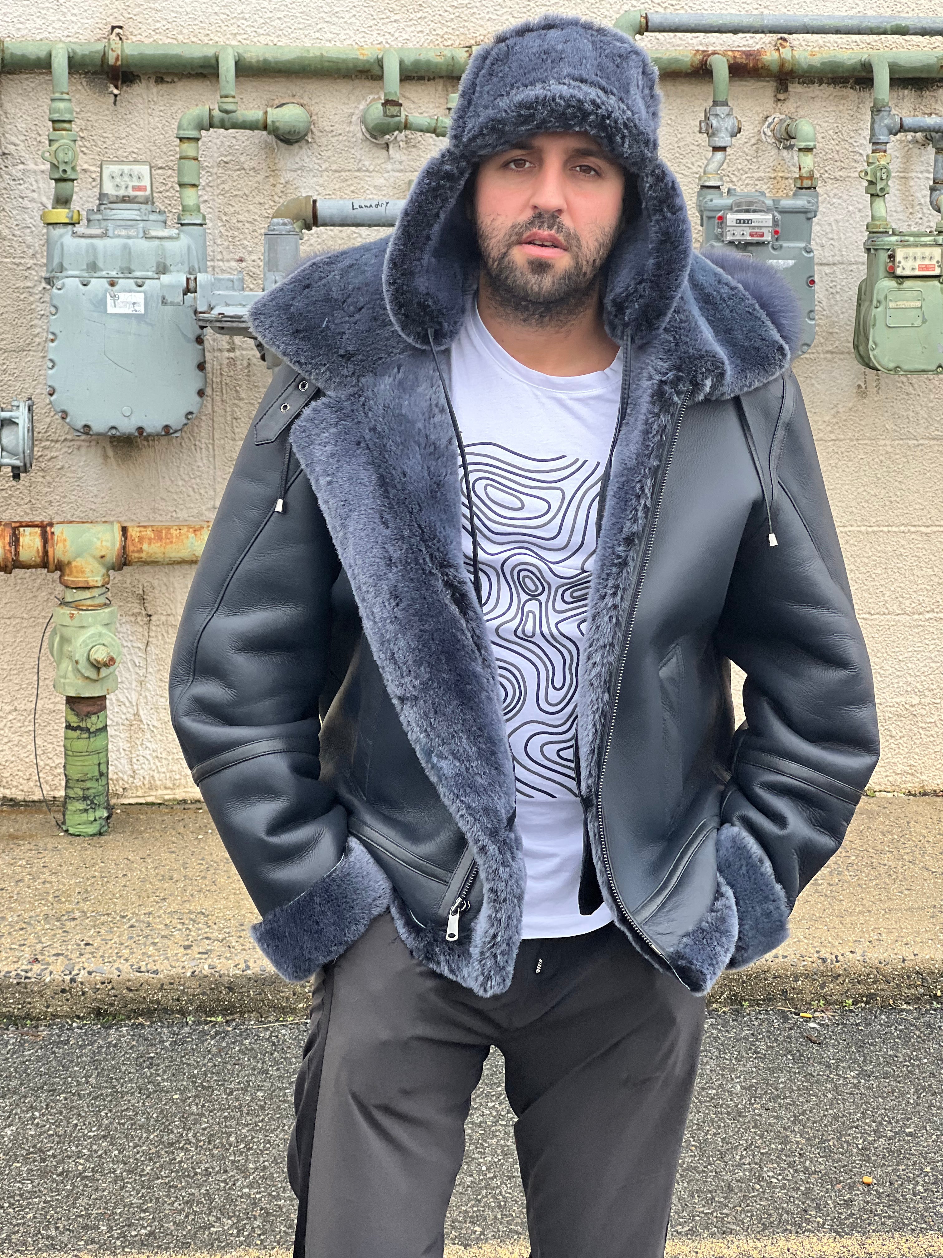 Men's B3 Tan color Shearling Bomber Jacket  # 3102