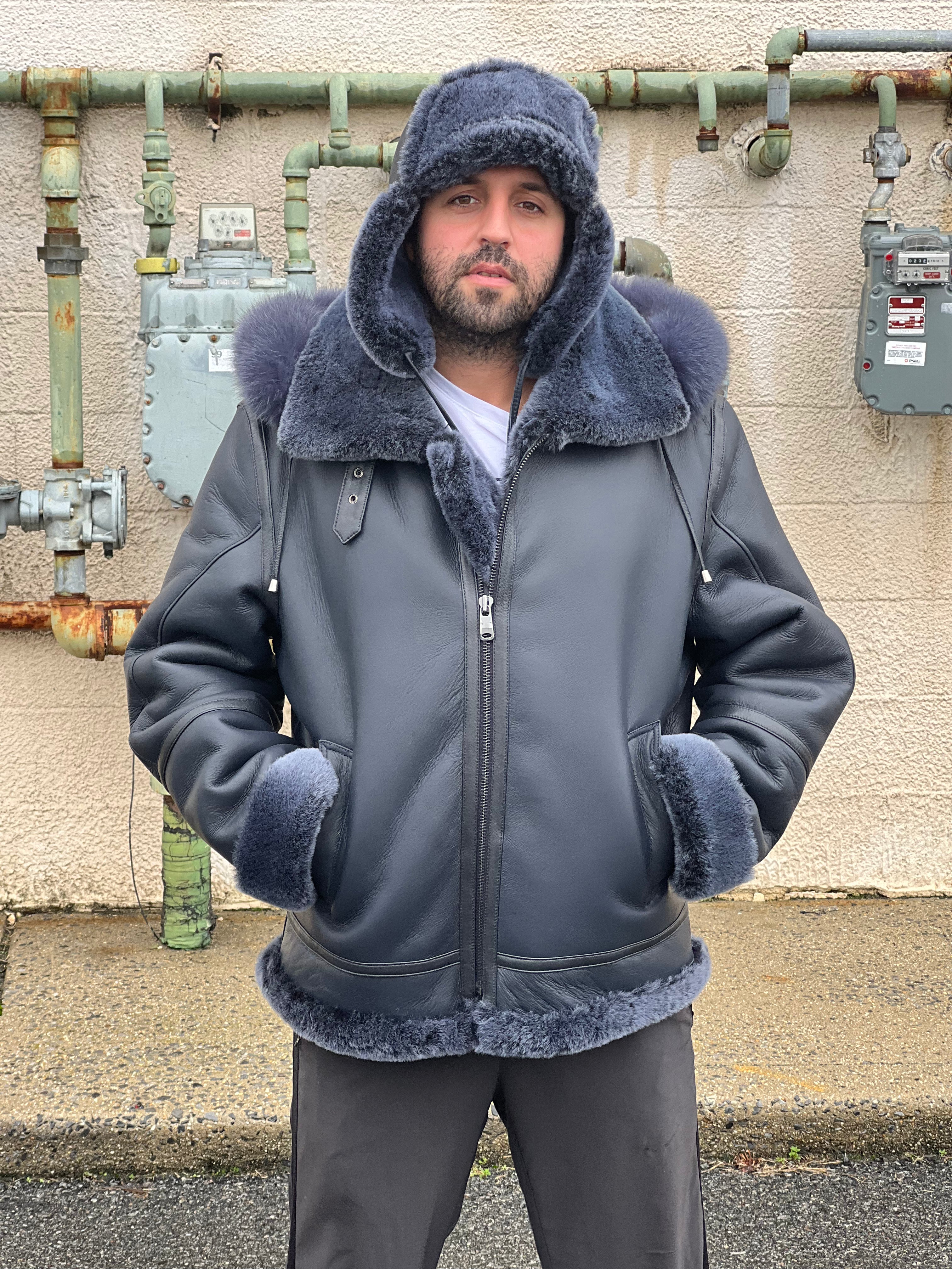 Men's B3 Tan color Shearling Bomber Jacket  # 3102