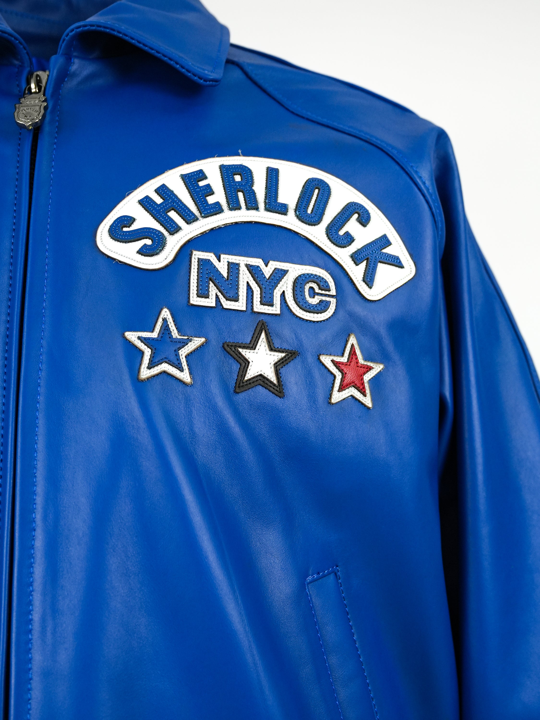 Men's SHERLOCK  ROYAL BLUE Bomber Style Cow Hide Jacket Style # SHR 1
