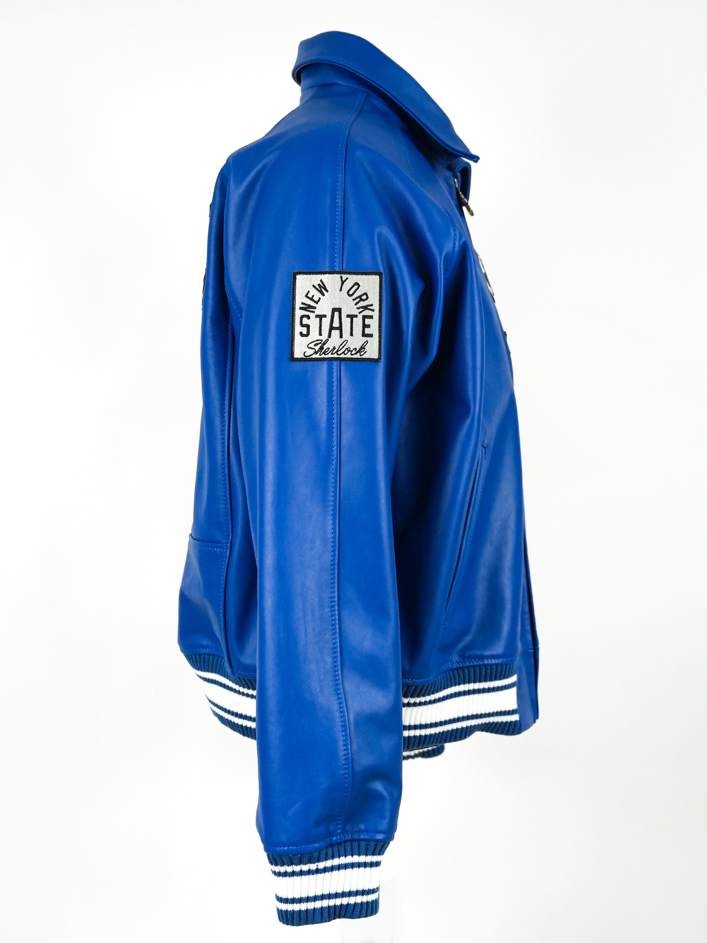 Men's SHERLOCK  ROYAL BLUE Bomber Style Cow Hide Jacket Style # SHR 1