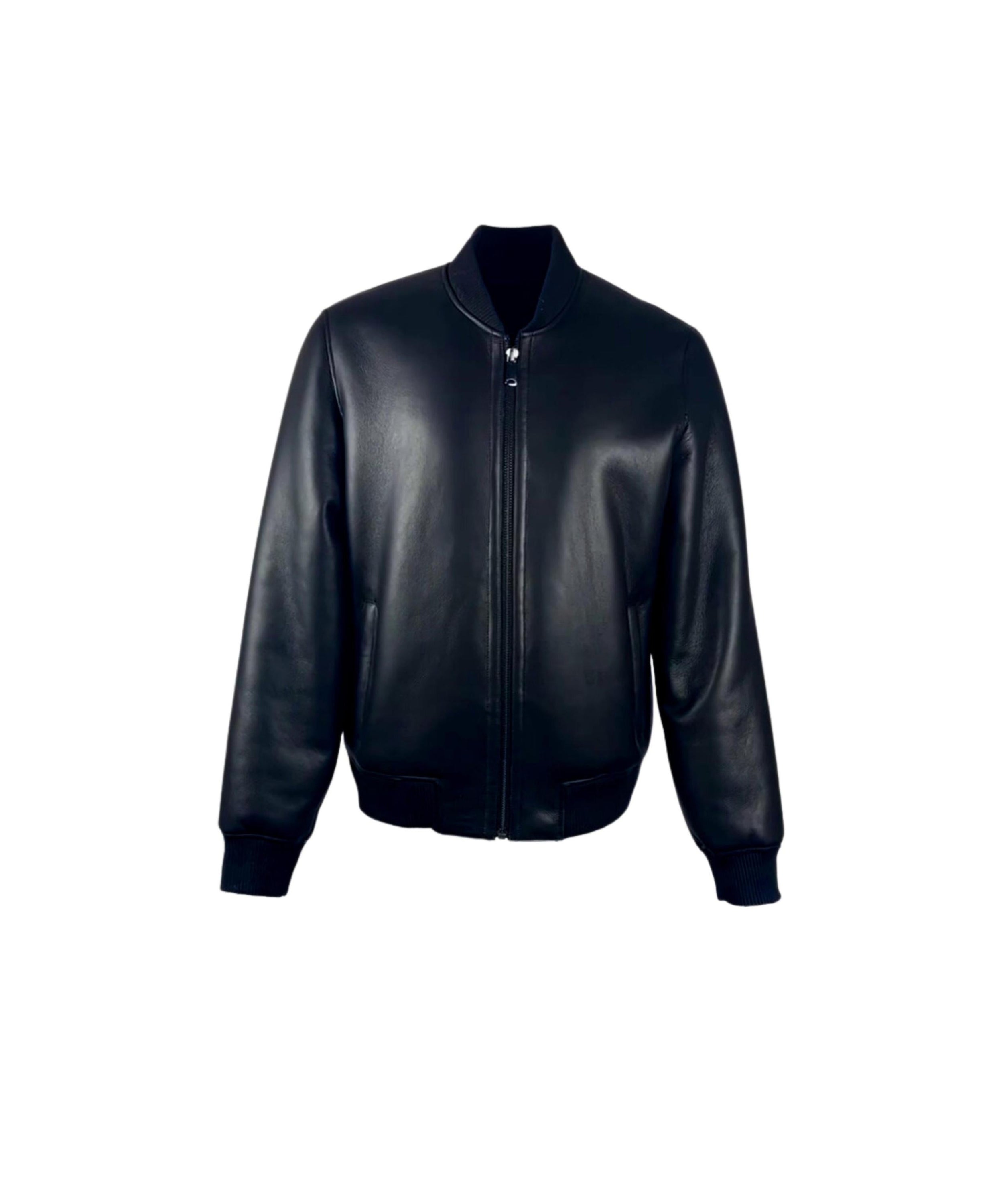 Men's Black Baseball Shearling Jacket Style # 4032