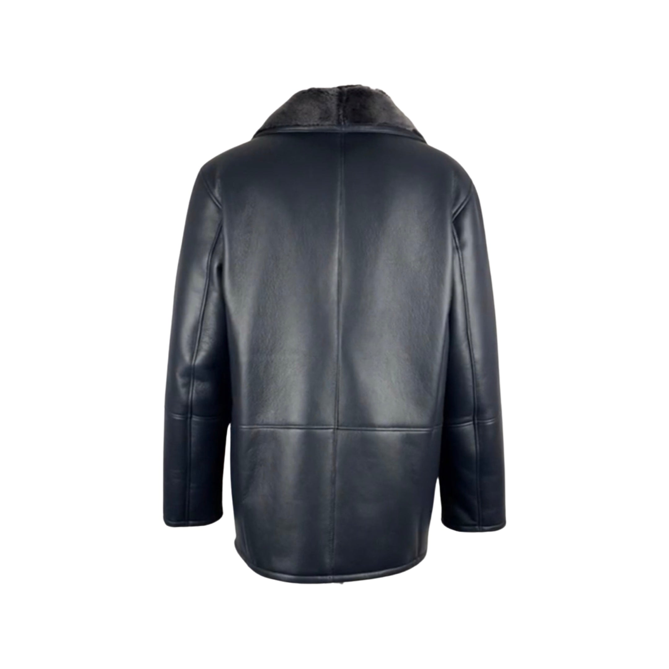 Men's Navy Shearling Coat  # 4022