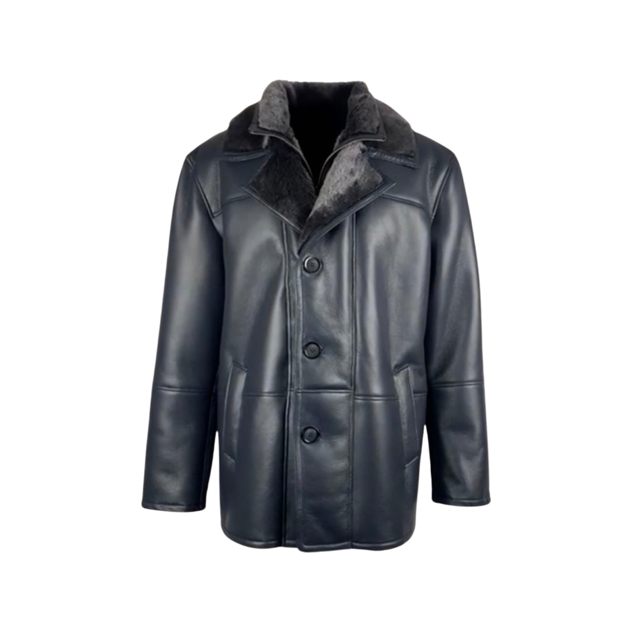 Men's Navy Shearling Coat  # 4022