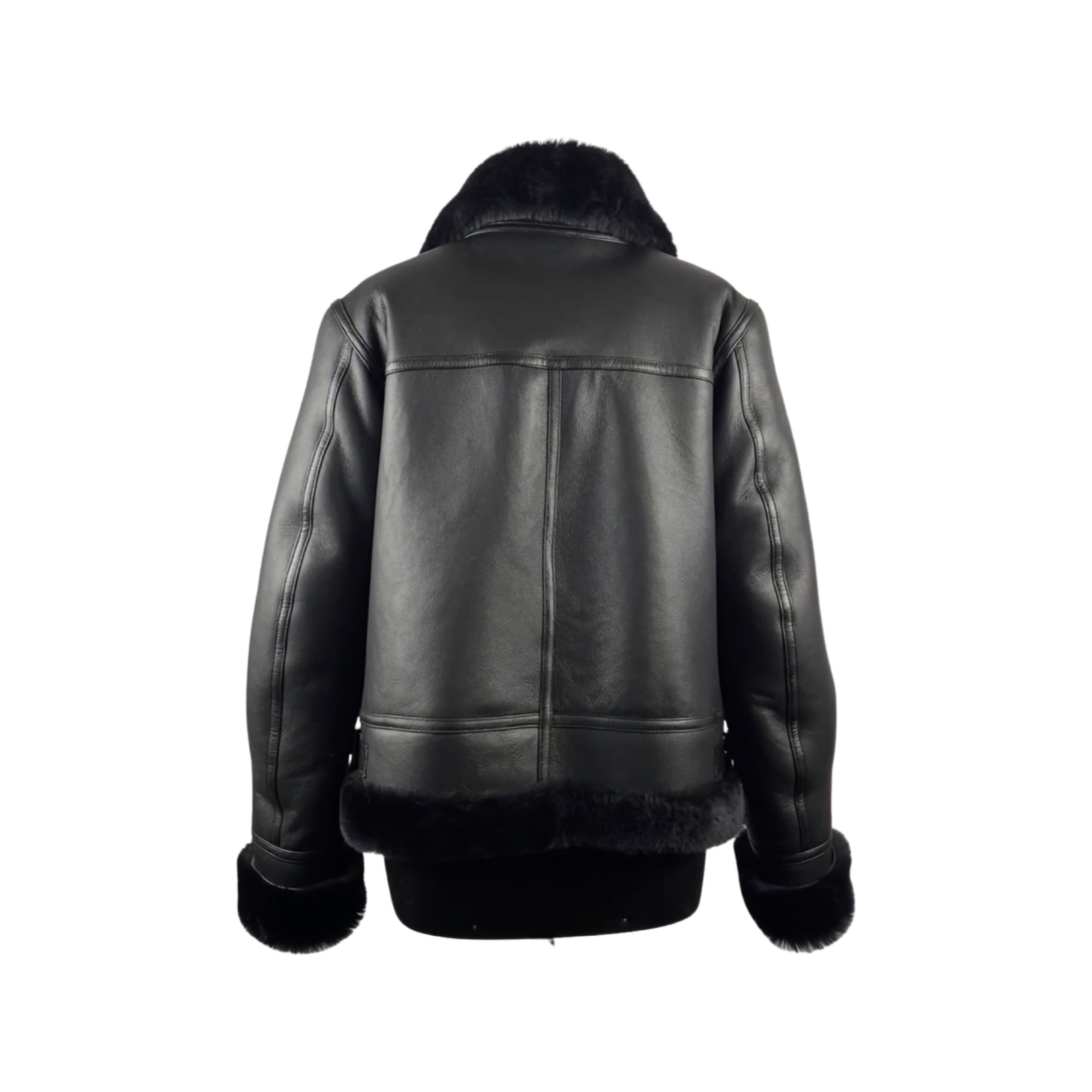 Women's Black Pilot Shearling Jacket Style # 4097