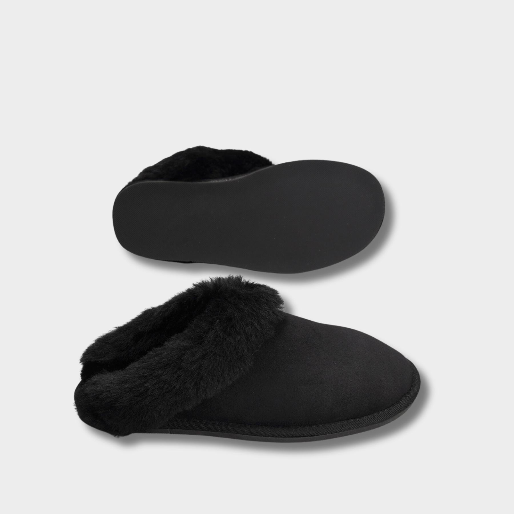Women's  Merino Sheepskin Lined Scuff Slippers Style # KT-40 BLACK
