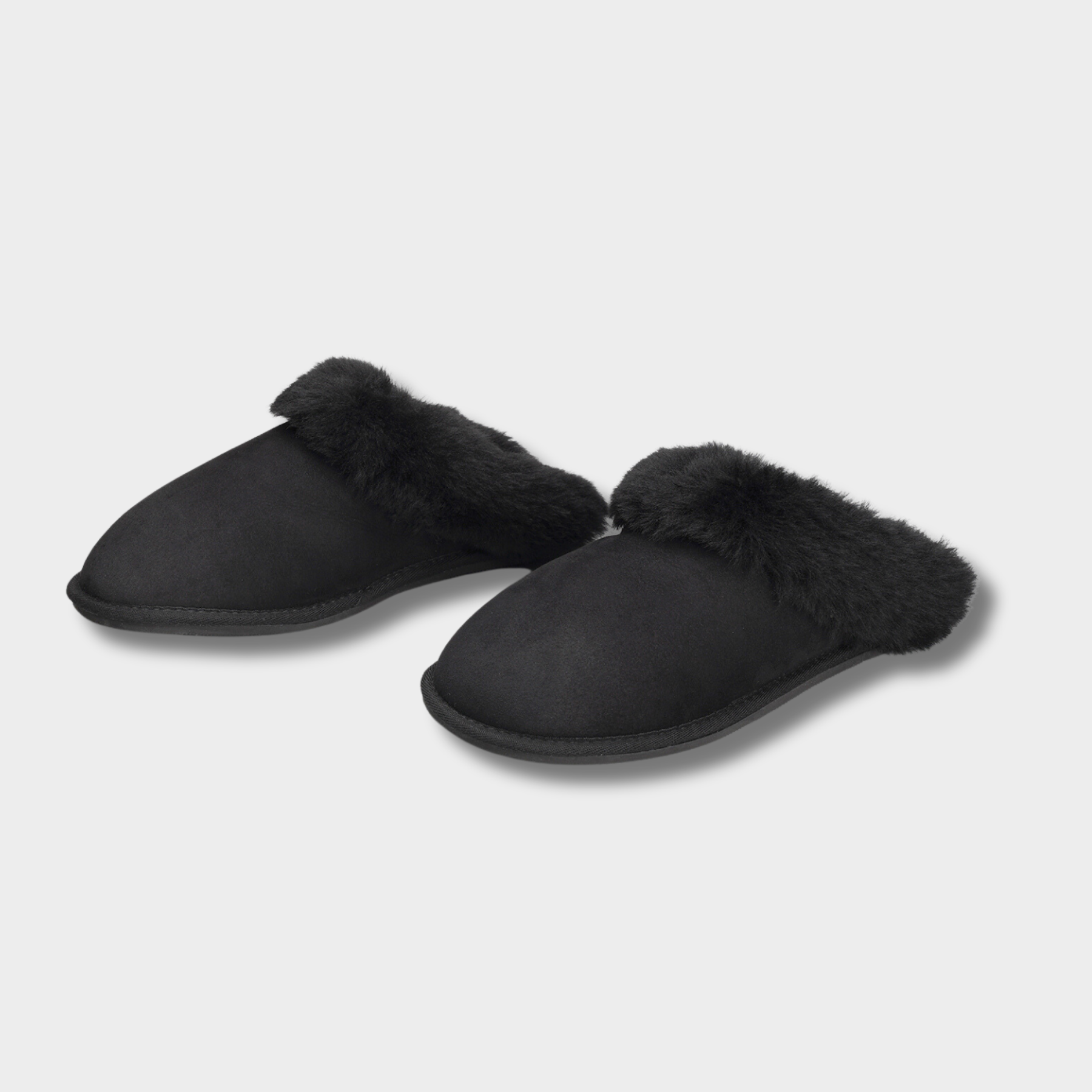 Women's  Merino Sheepskin Lined Scuff Slippers Style # KT-40 BLACK