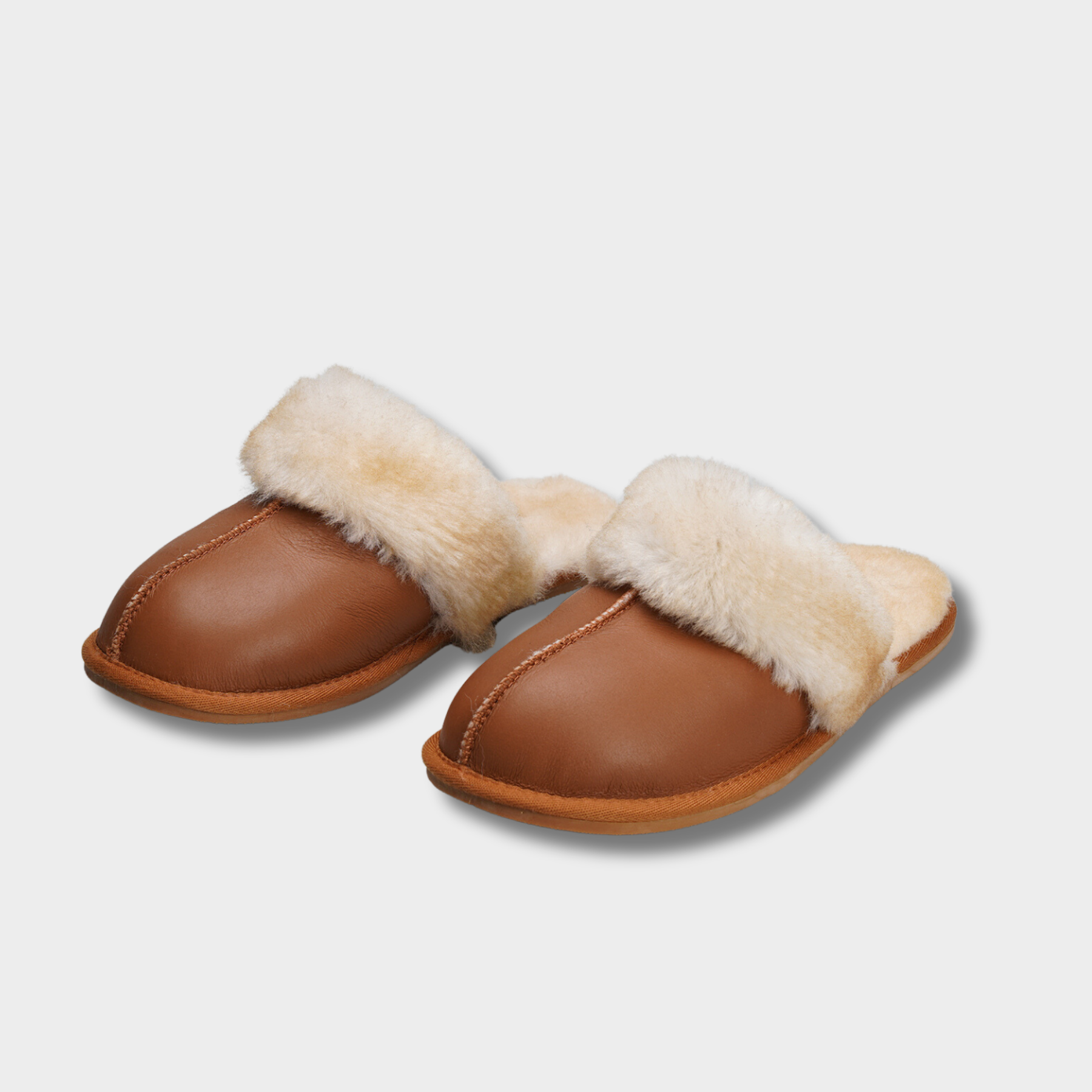 Women's Classic Merino Sheepskin Lined Scuff Slippers Style # KT-20 CHESTNUT