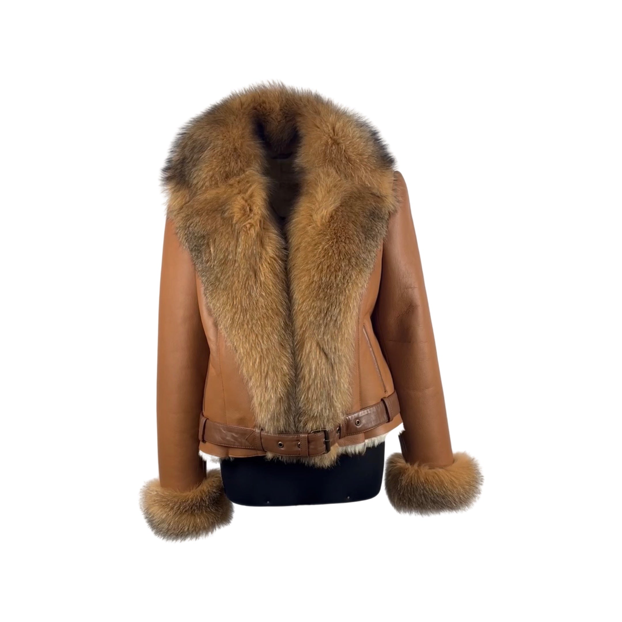 Crystal Fox Trimmed Women's Shearling Jacket  Style# 5015