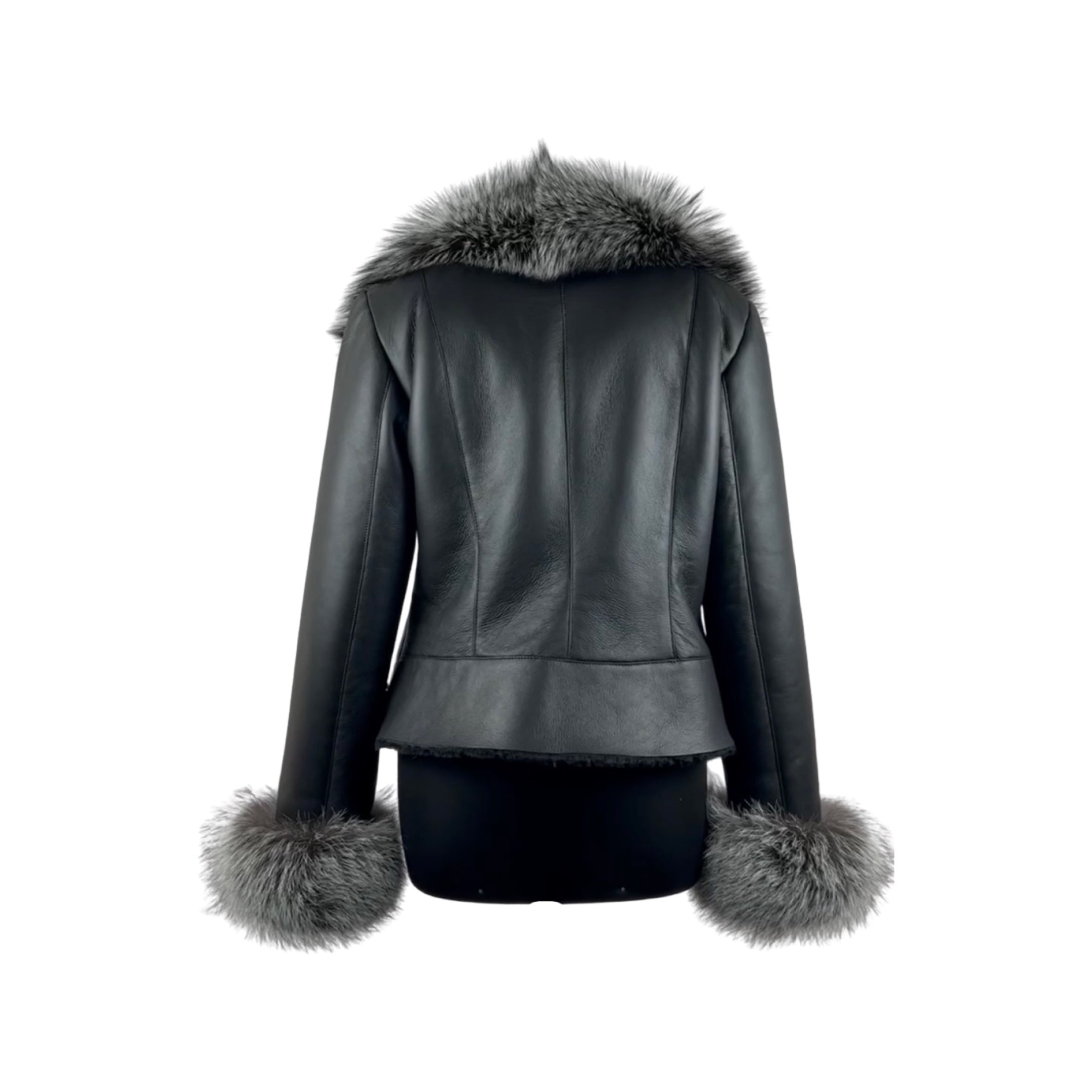 Silver Fox Trimmed Women's Shearling Jacket  Style# 5015