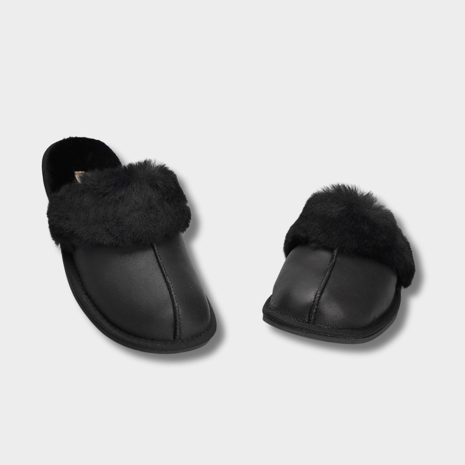 Women's Classic Merino Sheepskin Lined Scuff Slippers Style # KT-20 BLACK