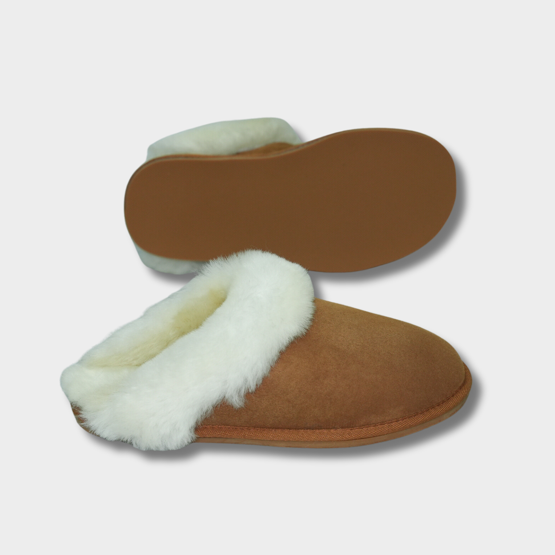 Women's  Merino Sheepskin Lined Scuff Slippers Style # KT-40 CHESTNUT
