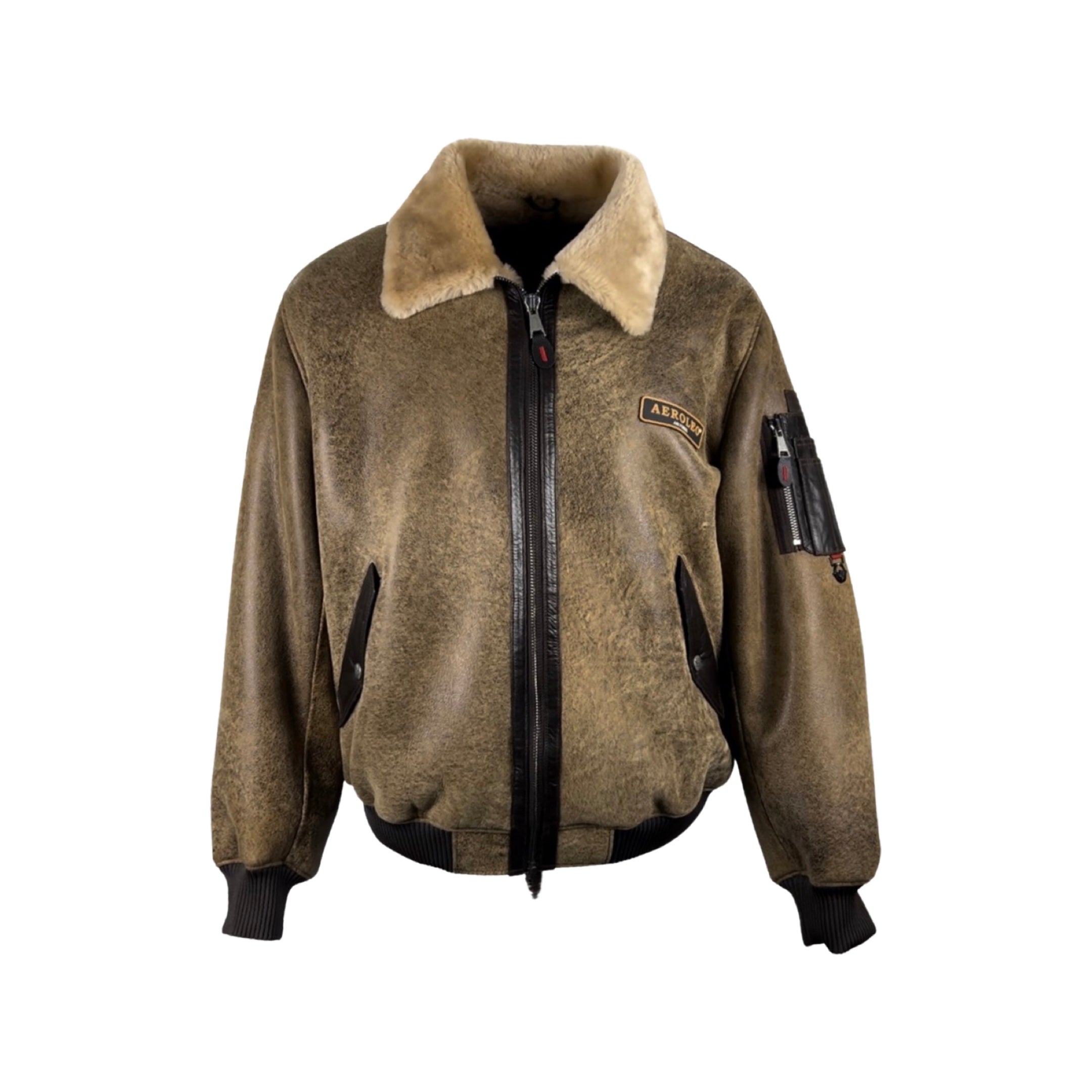 Men's Shearling Bomber Jacket Style # K-01